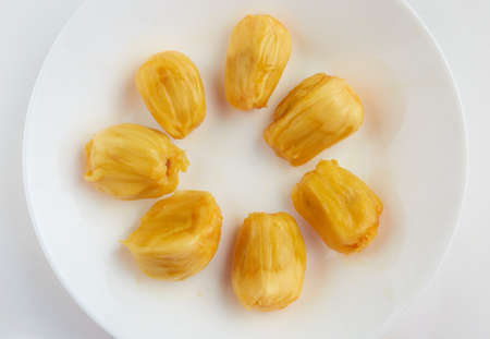 Cempedak or artocarpus interger on white plate.