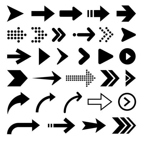 Set of different arrows isolated on white background