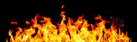 Fire flames on black background
