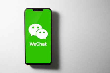 Kuala Lumpur, Malaysia - AUGUST 10, 2020: WeChat logo on screen of Huawei Nova 3i.