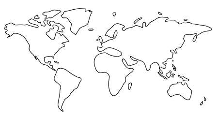 Line drawing of world mapのイラスト素材