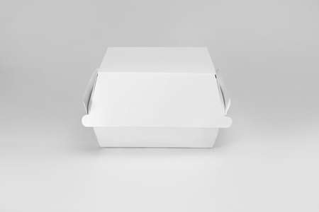 Blank white burger carton box mock up isolated on white background