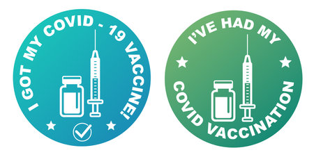 I Got My Covid-19 Vaccine Sticker Label Vector of Vaccinated Peopleのイラスト素材