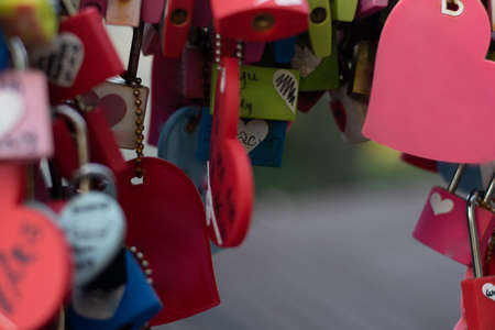 Seoul, South Korea - September 17, 2018 : Variety of locked key at N Seoul tower on the Namsan mountain that people believe they will have the forever love if write the couple name on itのeditorial素材