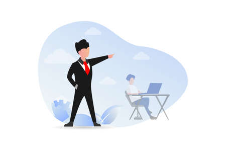 Angry boss yelling at employee vector illustration concept for web landing page template, banner, flyer and presentationのイラスト素材