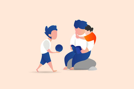 Happy Children's Day vector illustration concept for web landing page template, banner, flyer and presentationのイラスト素材