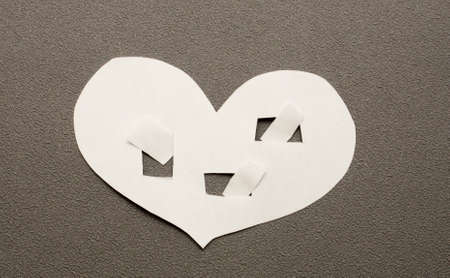 White paper hearts as greeting cards on grey backgroundの写真素材
