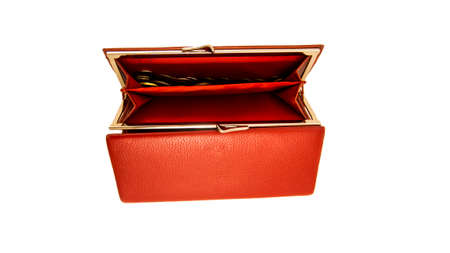 Isolated on white background red leather wallet