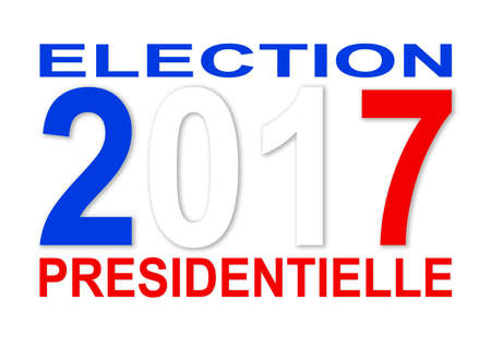 Presidential elections 2017 in French with blue with and red colors and white backgroundの写真素材