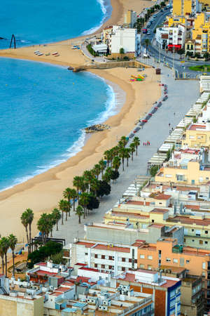 Roads and beach of Blanes city in Spainのeditorial素材