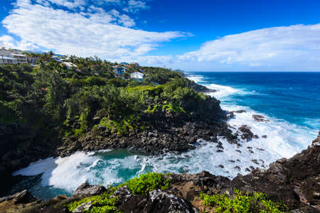 Ravine des Cafres during a sunny day in Reunion Island with a large blue sky