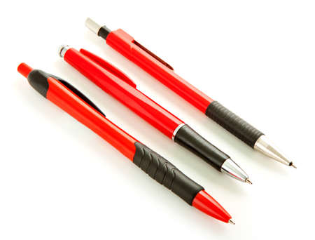 pencil and pen collection isolated on whiteの写真素材