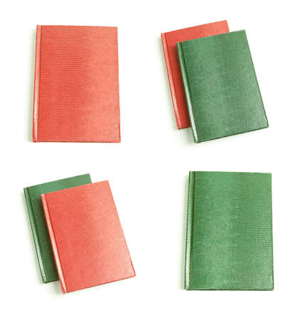 Leather notepads collection isolated on a white backgroundの写真素材