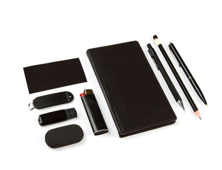 Black Elements of corporate identity, set of office stationery, isolated on white background