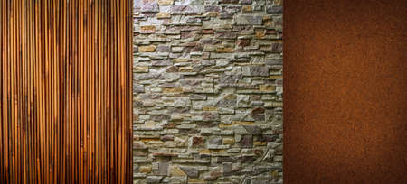 Collection of textures backgrounds - bamboo, leather, Pattern of Modern Brick Wallの写真素材