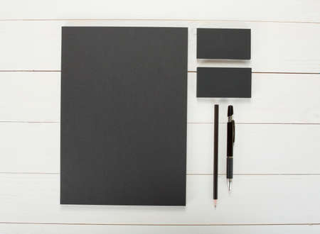 Classic black corporate identity template design. Business stationeryの写真素材
