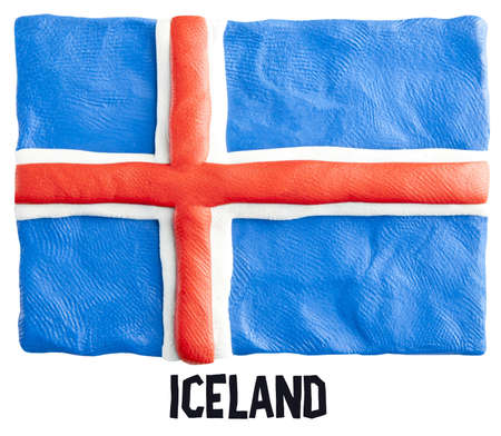 Flag of the Iceland made of plasticineの写真素材