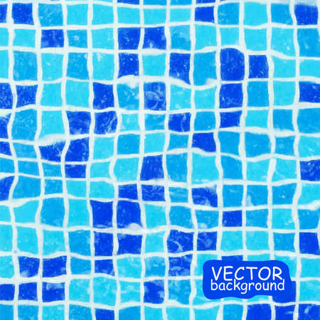 Blue ceramic mosaic background. Tile texture background of swimming pool tiles illustrationのイラスト素材