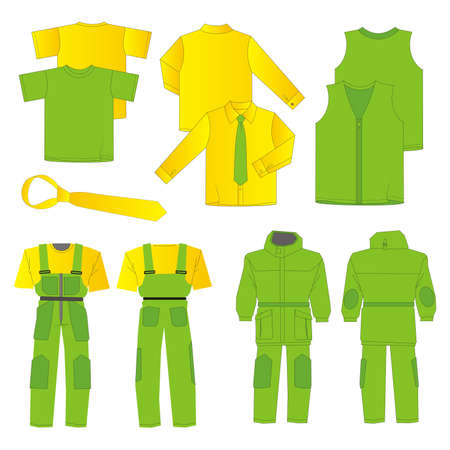 Collection of men work clothes (front, back, views)のイラスト素材