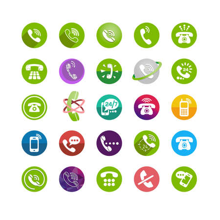 Set of different icons with phone on white backrgound for your site or applicationのイラスト素材