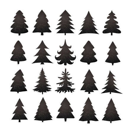 Christmas tree silhouette design  set. Concept tree icon collectionのイラスト素材