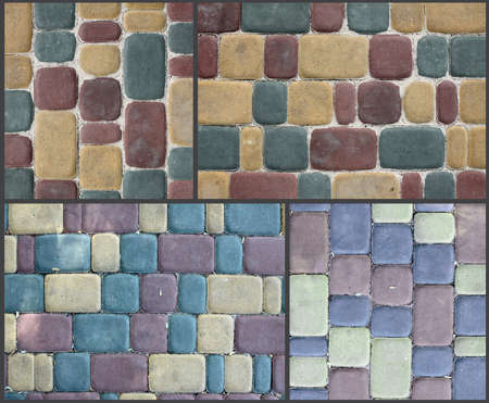 Abstract random pattern pavement texture of different uneven shapes forms and sizes. Collections of texturesの写真素材