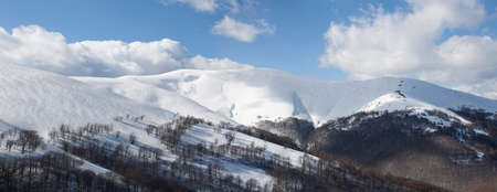 Carpathian mountain landscape. Panorama of Snow Mountain