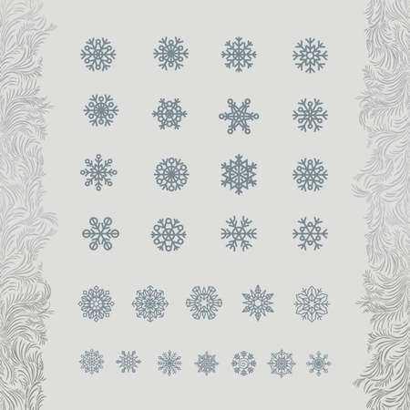 Black snowflakes line icon on beige backgroundのイラスト素材