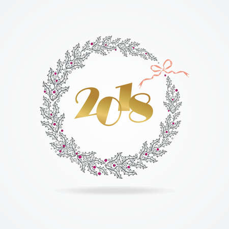 Laurel wreath. Design element for Christmas and New Yearのイラスト素材