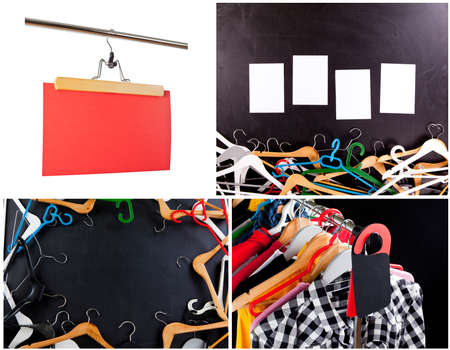 Shopping sale concept. Sale in a clothing store - discount sign at a clothes rackの写真素材