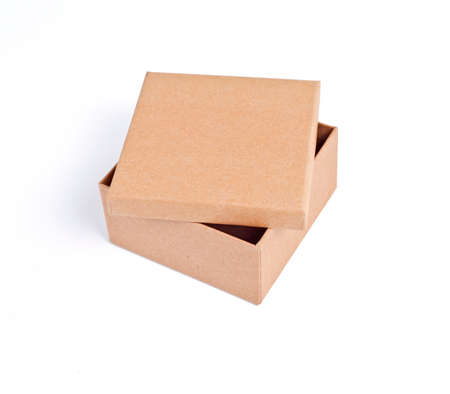 Cardboard box for packaging on a white backgroundの写真素材