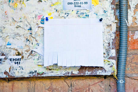 Blank white paper with tear off tabsの写真素材