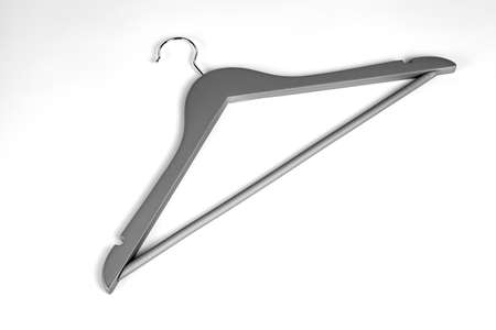 Wooden hanger for clothes on a white backgroundの写真素材