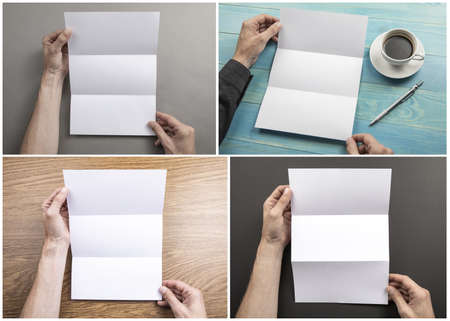 A man holding booklet. Set of identity template