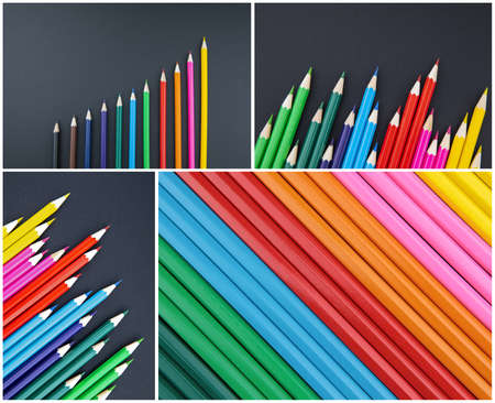 Back to school concept. Pencils backgroud, frame