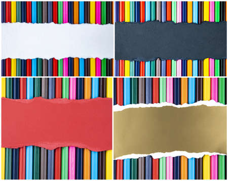 Back to school concept. Pencils backgroud, frameの写真素材