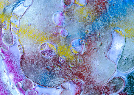 Oxygen bubbles in a liquid. Beautiful structure of water in macro a natural backgroundの写真素材