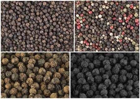 Black pepper grains as background close up.の写真素材