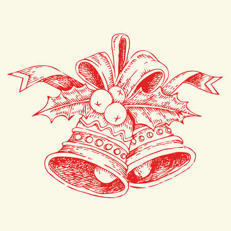 Retro decorative christmas bells. Happy new year symbol.のイラスト素材