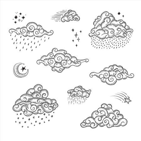 Set of stylized Chinese clouds.のイラスト素材