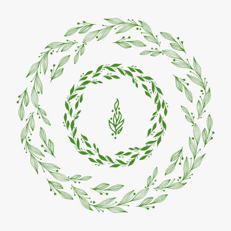 Elegant green floral frame, border or laurel wreath.のイラスト素材