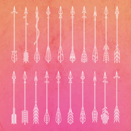 Set of white hand drawn arrows.のイラスト素材