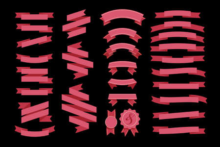 Set of hand drawn vector ribbons.のイラスト素材
