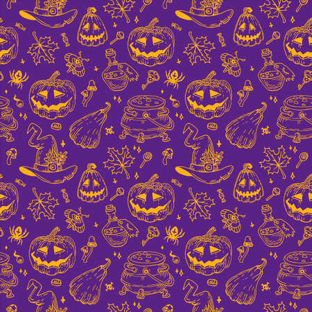 Halloween doodles set. Decoration for Halloween and occult.のイラスト素材
