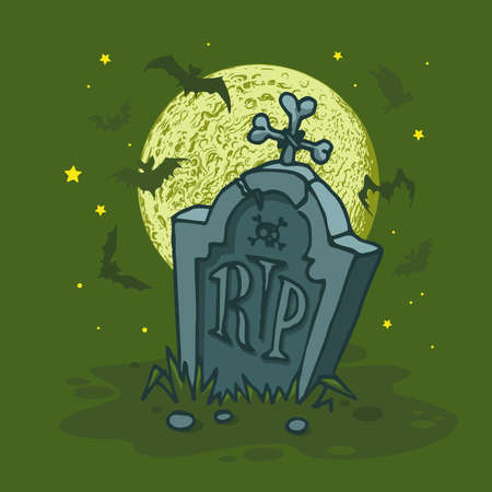 Happy Halloween in creepy forest at horror night on graveyard.のイラスト素材