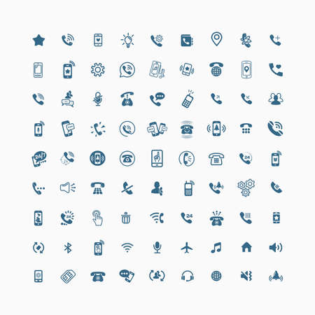 Set of different icons with phone on white background for your site or application.のイラスト素材