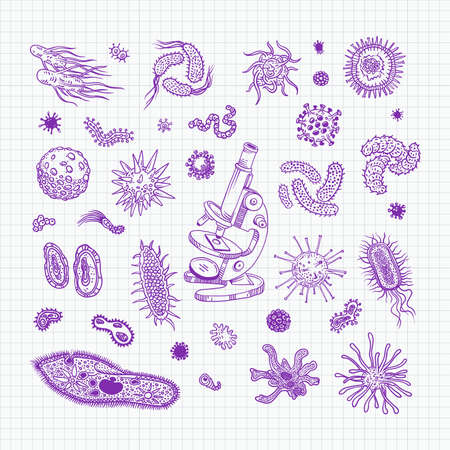 Simple set of bacteria virus icons for web designのイラスト素材