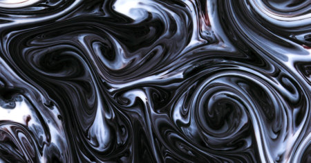 Oil bubbles on water abstract form in glass tank
