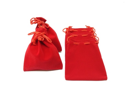 The red jewelry bags on white background の素材