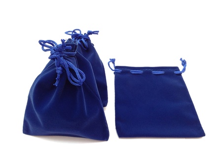 The blue jewelry bags on white background の素材